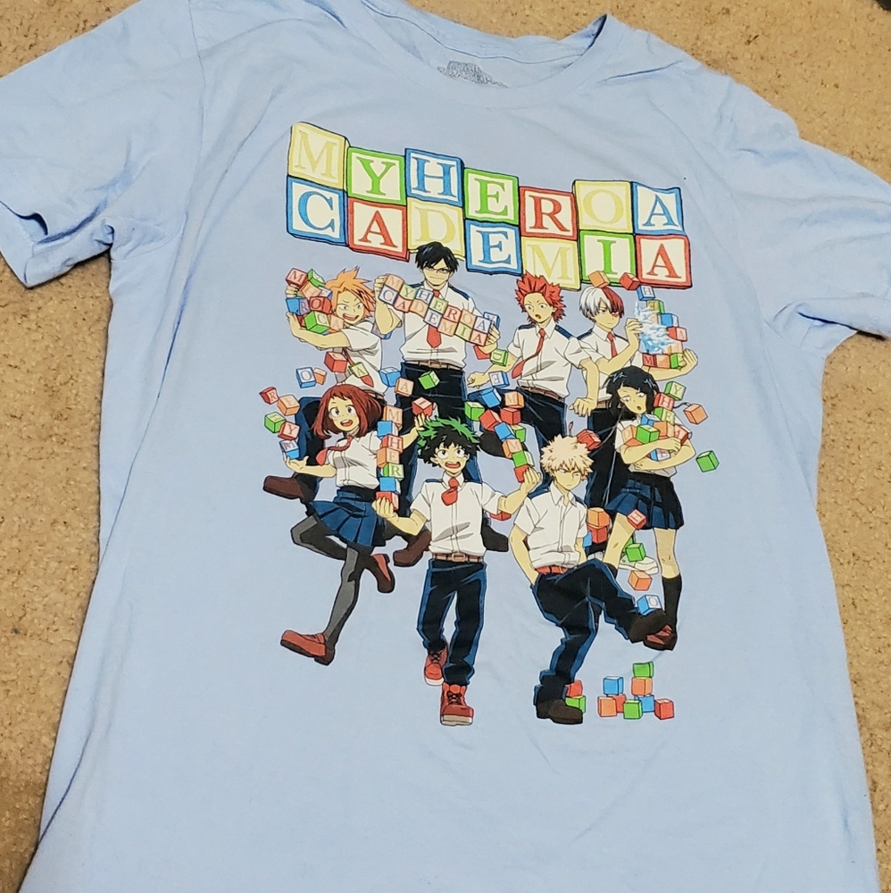 Funimation medium my hero academia light blue shirt